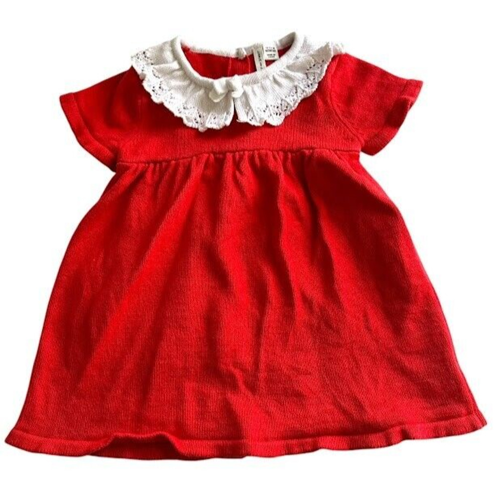Janie and Jack Red Dress with White Lace Collar